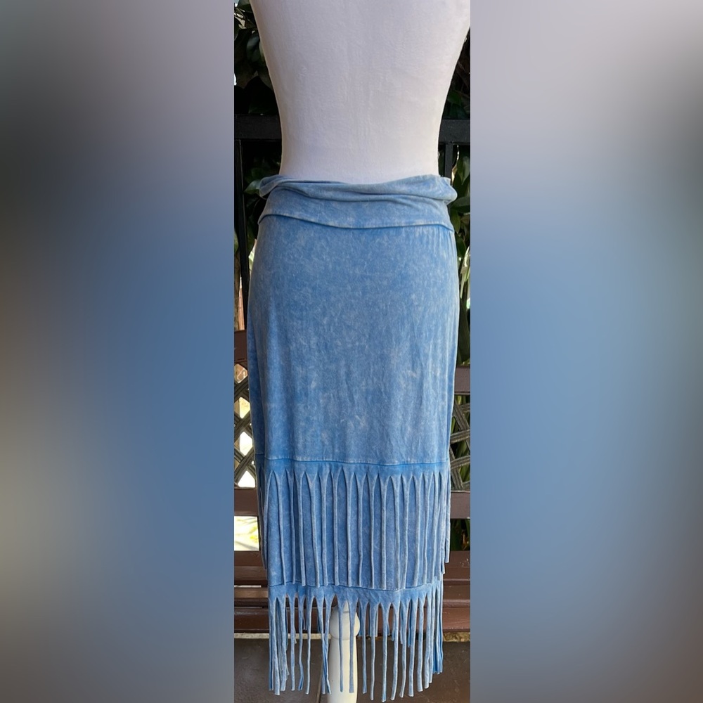 Blue Buttercup Fringe Skirt Mineral Wash View 4